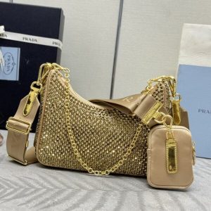 Replica Prada Re-Edition 2005 Diamond Gold - realistic designer-inspired fake bag
