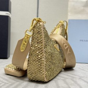 Replica Prada Re-Edition 2005 Diamond Gold - top-tier luxury replica shoulder bag