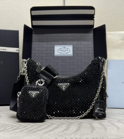 Replica Prada Re-Edition 2005 Diamond Black - top-rated replica designer bag