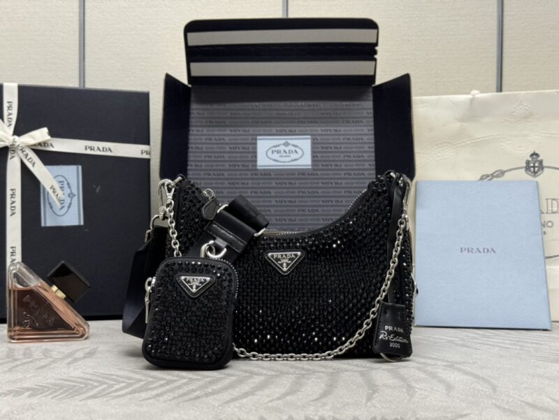Replica Prada Re-Edition 2005 Diamond Black - top-rated replica designer bag