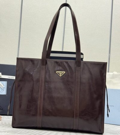 Replica Prada Antique Nappa Tote Dark Brown - top-rated replica designer bag