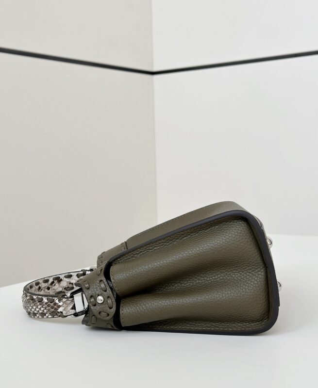 Replica Fendi Peekaboo Khaki Python Handle - high-end fake designer purse