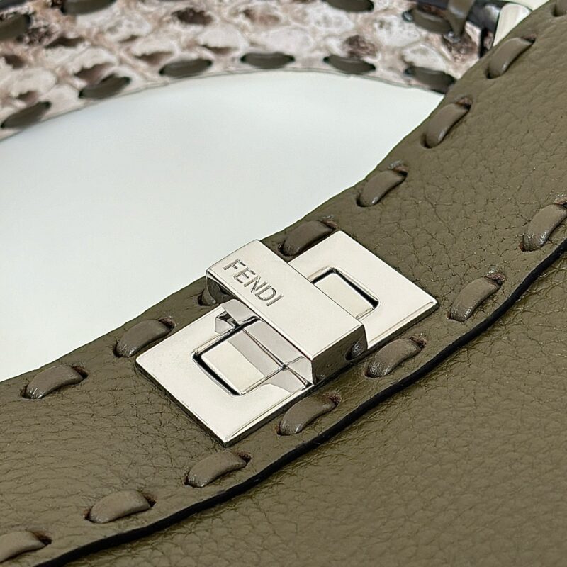 Replica Fendi Peekaboo Khaki Python Handle - realistic designer-inspired fake bag