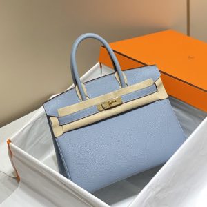 Replica Hermes Birkin Linen Blue - near-authentic luxury replica handbag