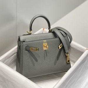 Replica Hermes Kelly Mini Cumulonimbus Gray - authentic-look luxury purse replica