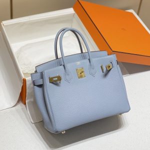 Replica Hermes Birkin Linen Blue - realistic designer-inspired fake bag