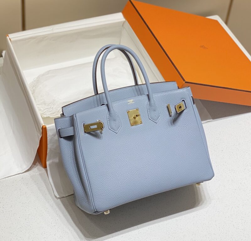 Replica Hermes Birkin Linen Blue - realistic designer-inspired fake bag