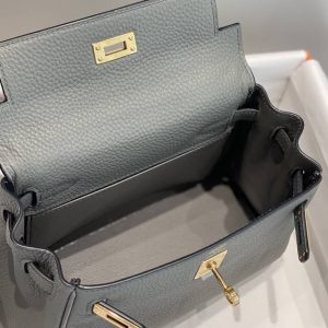 Replica Hermes Kelly Mini Cumulonimbus Gray - authentic-look luxury purse replica
