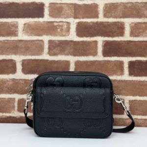 Replica Gucci Jumbo GG Crossbody Black - premium-grade designer purse dupe