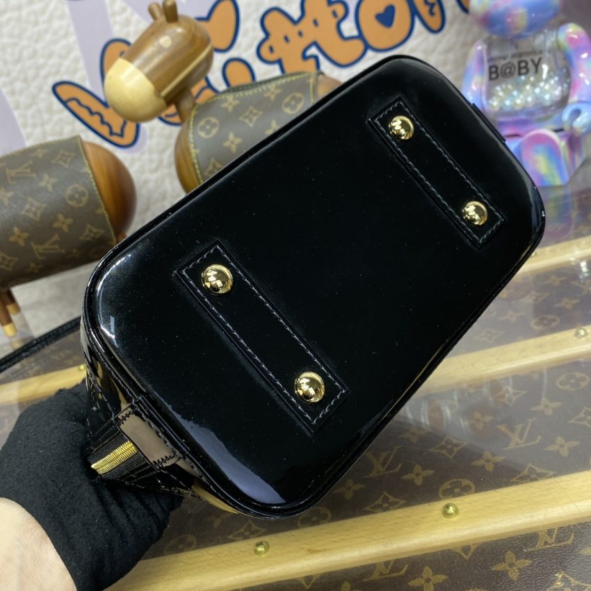 Replica Louis Vuitton Alma BB Black Patent - best quality luxury bag dupe