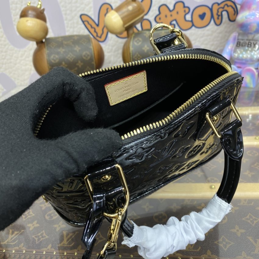 Replica Louis Vuitton Alma BB Black Patent - top-tier luxury replica shoulder bag