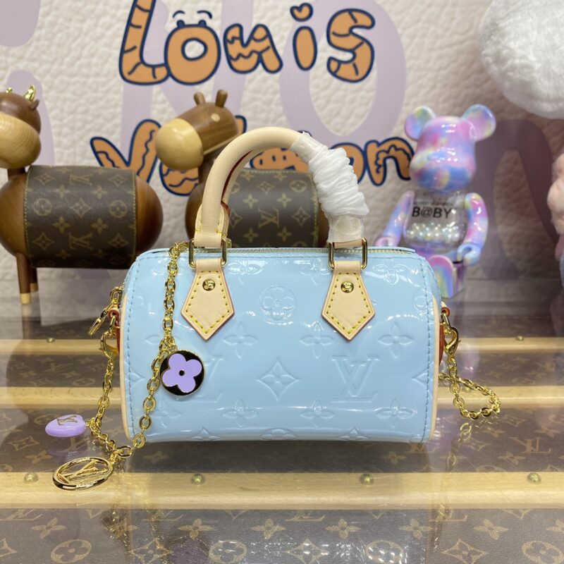 Replica Louis Vuitton Speedy Nano Blue Patent - authentic-look luxury purse replica