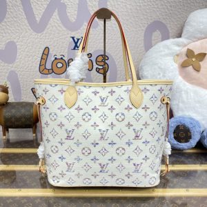 Replica Louis Vuitton Neverfull MM White - premium 1:1 fake handbag model