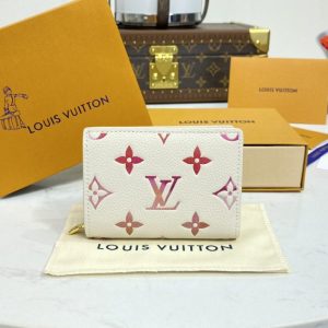 Replica Louis Vuitton Zipper Coin Purse White&Pink - high-quality designer bag clone