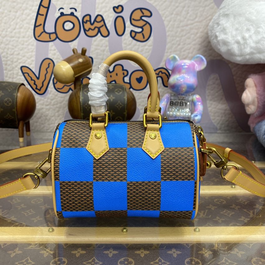 Replica Louis Vuitton Speedy 18 Blue Grid - high-quality designer bag clone