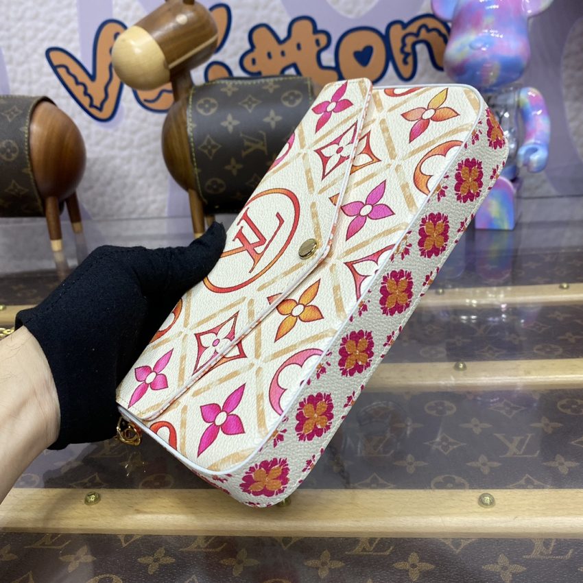 Replica Louis Vuitton Félicie Pochette White Orange Flowers - best quality luxury bag dupe