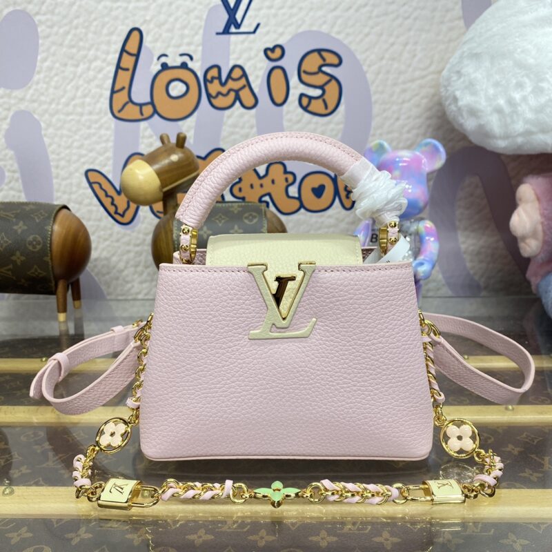 Replica Loius Vuitton Capucines Pink Beige - near-authentic luxury replica handbag