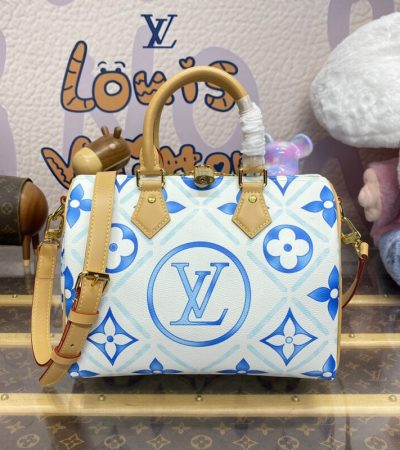 Replica Louis Vuitton Speedy Bandouliere 25 Blue-White - high-quality designer bag clone
