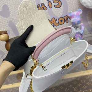 Replica Loius Vuitton Capucines White Pink - high-accuracy replica luxury purse