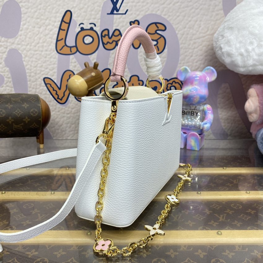 Replica Loius Vuitton Capucines White Pink - elite superclone designer purse