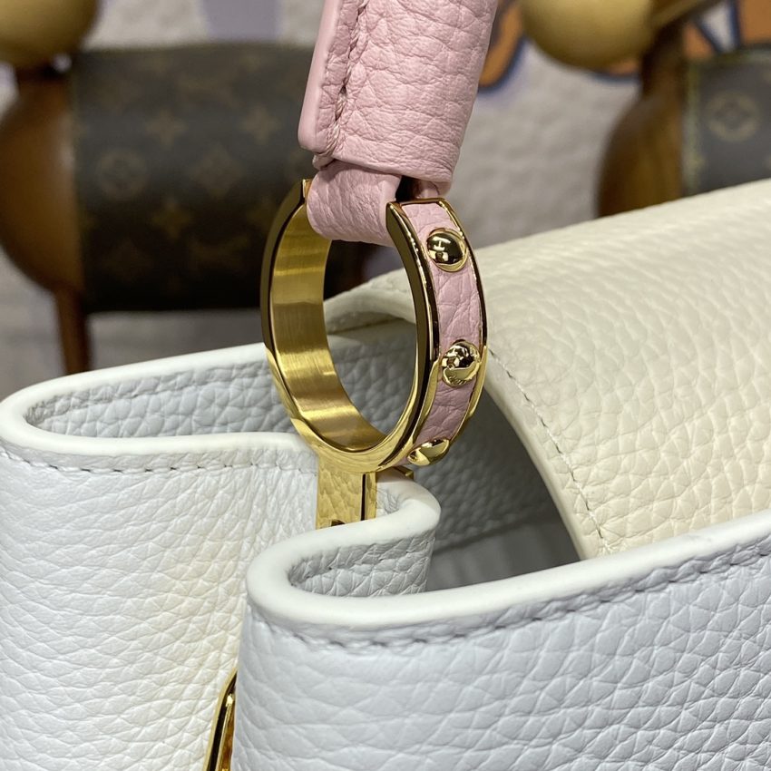 Replica Loius Vuitton Capucines White Pink - authentic-look luxury purse replica