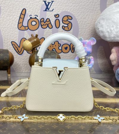 Replica Loius Vuitton Capucines Beige Blue - high-end fake designer purse