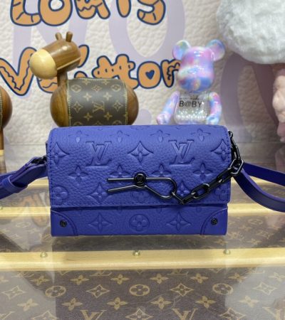 Replica Louis Vuitton Steamer Wearable Wallet Blue - high-end fake designer purse