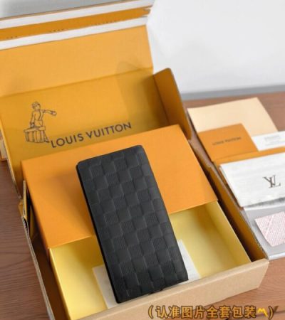 Replica Louis Vuitton Brazza Wallet Black Grid - high-end fake designer purse