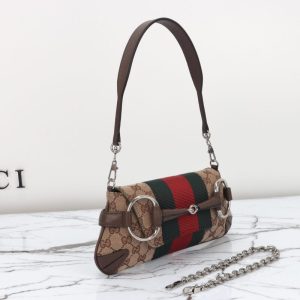 Replica Gucci Horsebit Chain Shoulder Bag Brown - high-quality designer bag clone