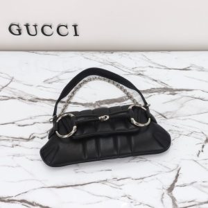 Replica Gucci Horsebit Chain Shoulder Bag Black - premium-grade designer purse dupe