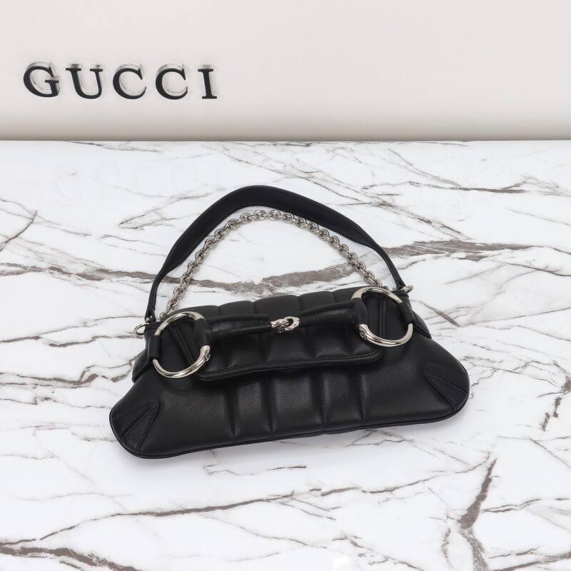 Replica Gucci Horsebit Chain Shoulder Bag Black - premium-grade designer purse dupe