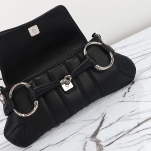 Replica Gucci Horsebit Chain Shoulder Bag Black - realistic designer-inspired fake bag