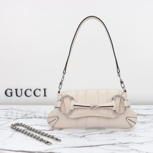 Replica Gucci Horsebit Chain Shoulder Bag White - elite superclone designer purse