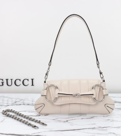 Replica Gucci Horsebit Chain Shoulder Bag White - elite superclone designer purse
