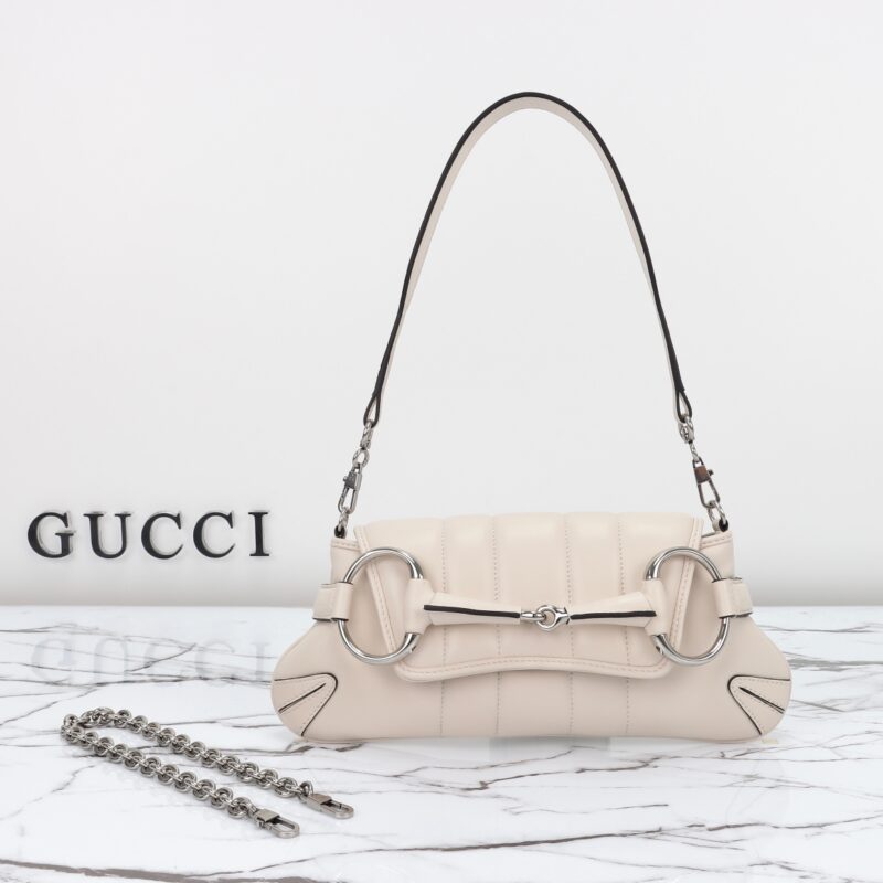 Replica Gucci Horsebit Chain Shoulder Bag White - elite superclone designer purse