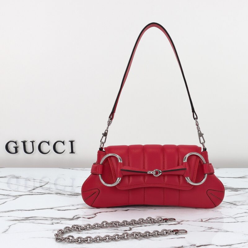 Replica Gucci Horsebit Chain Shoulder Bag Red - ultra-realistic fake designer tote