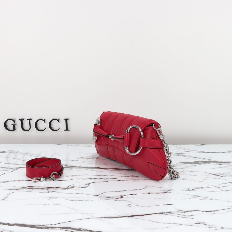 Replica Gucci Horsebit Chain Shoulder Bag Red - top-rated replica designer bag
