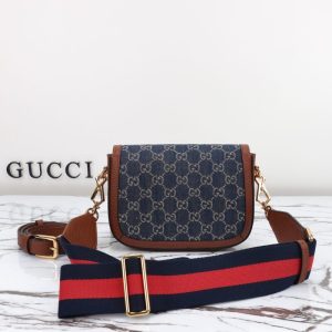 Replica Gucci Horsebit 1955 Double G Mini Denim - top-tier luxury replica shoulder bag