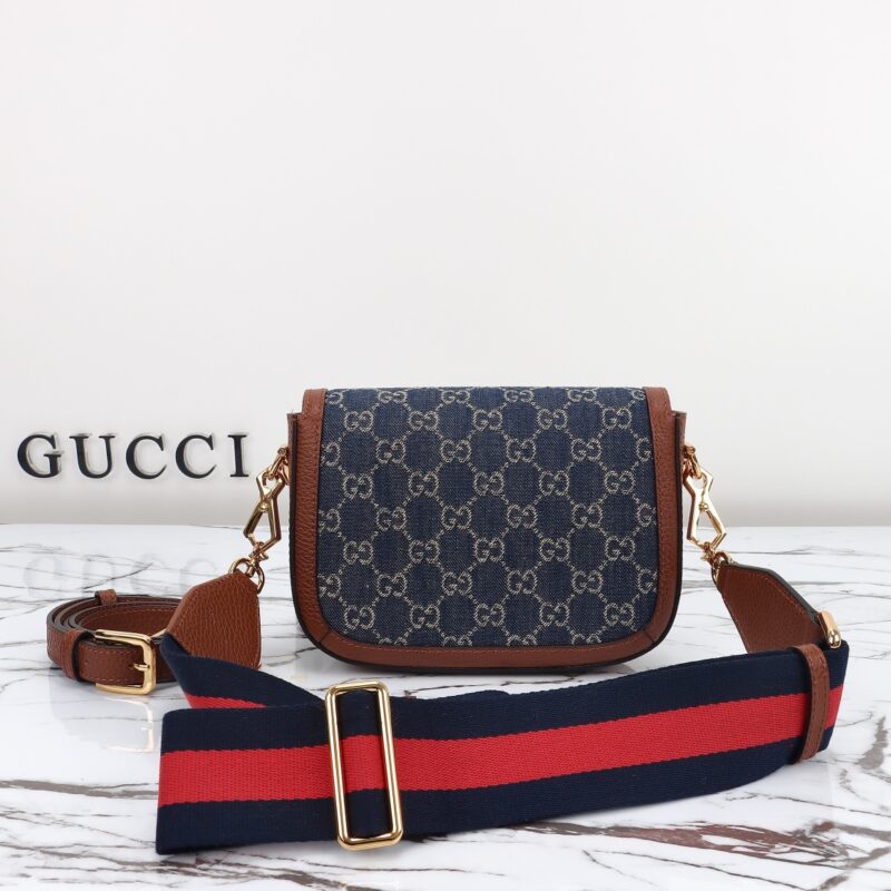 Replica Gucci Horsebit 1955 Double G Mini Denim - top-tier luxury replica shoulder bag