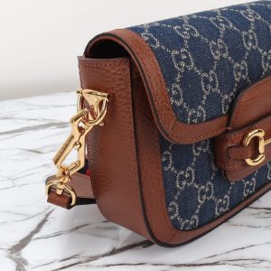 Replica Gucci Horsebit 1955 Double G Mini Denim - realistic designer-inspired fake bag