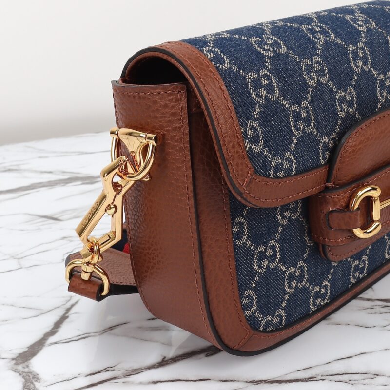 Replica Gucci Horsebit 1955 Double G Mini Denim - realistic designer-inspired fake bag