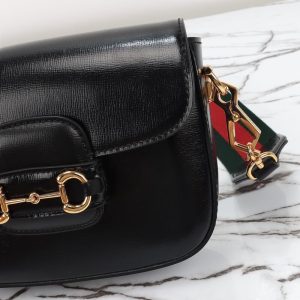 Replica Gucci Horsebit 1955 Double G Mini Black - top-tier luxury replica shoulder bag