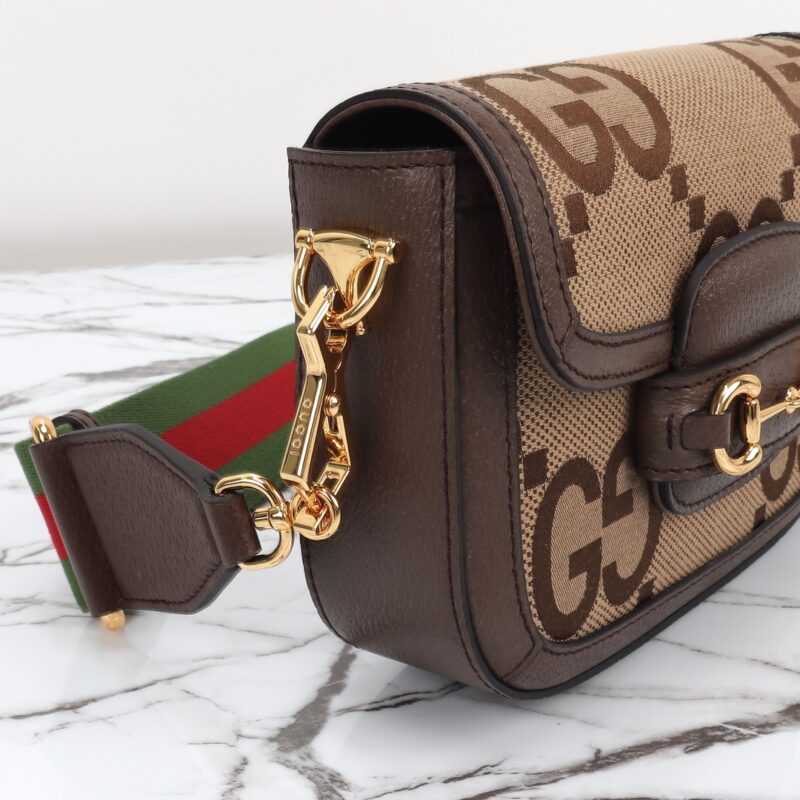 Replica Gucci Horsebit 1955 Double G Mini Brown Canvas - ultra-realistic fake designer tote
