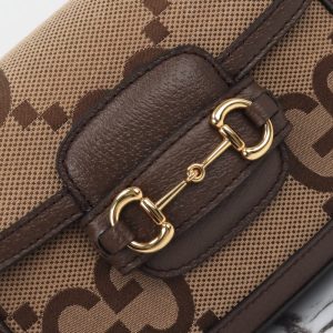 Replica Gucci Horsebit 1955 Double G Mini Brown Canvas - 1:1 designer replica handbag