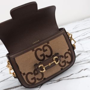 Replica Gucci Horsebit 1955 Double G Mini Brown Canvas - authentic-look luxury purse replica