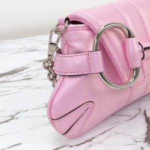 Replica Gucci Horsebit Chain Shoulder Bag Pink - high-end fake designer purse