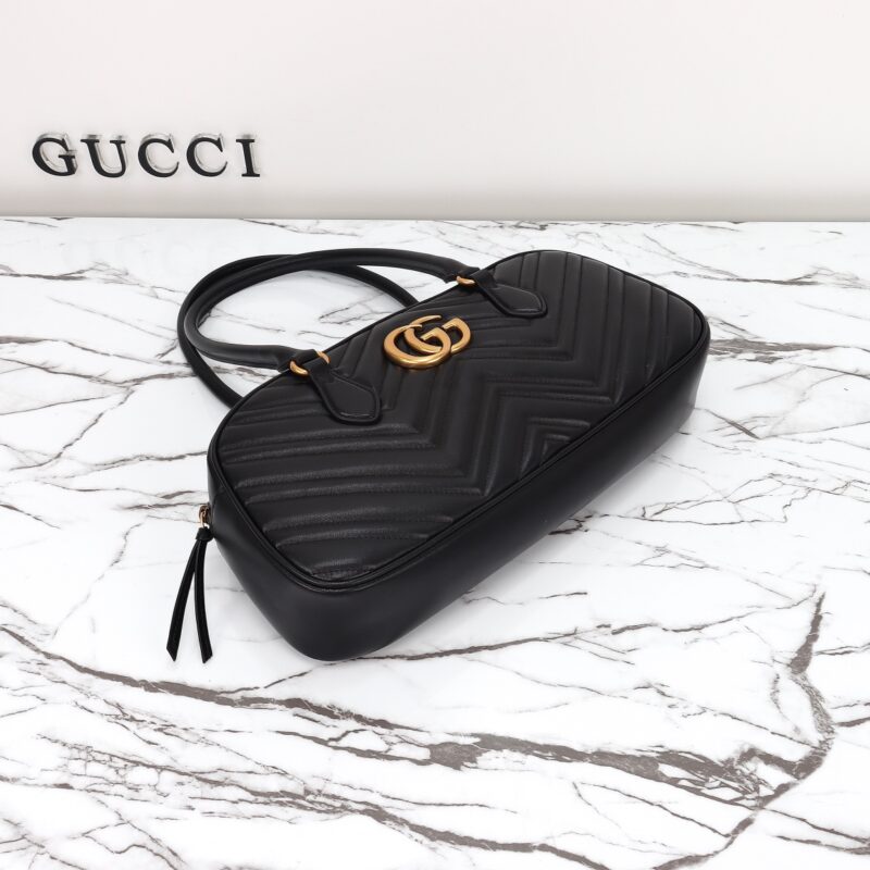 Replica Gucci Marmont Small Top Handle Black - top-tier luxury replica shoulder bag