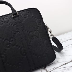 Replica Gucci Briefcase GG Leather Black - high-end fake designer purse