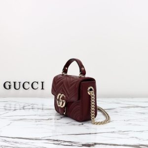 Replica Gucci Marmont Mini Top Handle Bordeaux - best quality luxury bag dupe