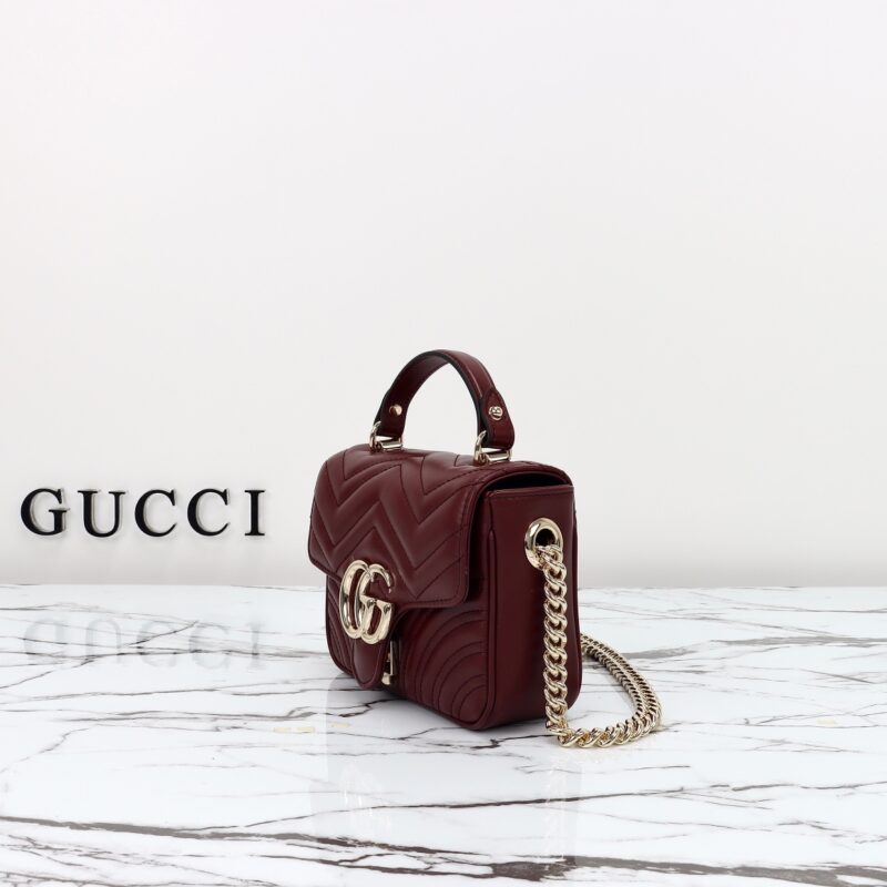 Replica Gucci Marmont Mini Top Handle Bordeaux - best quality luxury bag dupe